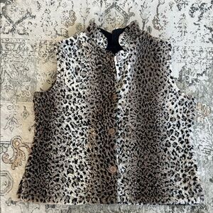 Coldwater Creek Cheetah/Leopard Print Vest Fur Soft Classy Cozy